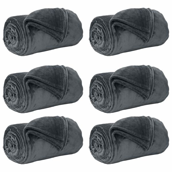vidaXL Kastepledd 6 pcs M&oslash;rkegr&aring; 150 x 200 cm Fleece