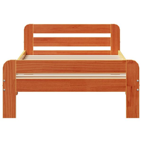 vidaXL Sengeramme uten madrass voksbrun 90x200 cm heltre furu