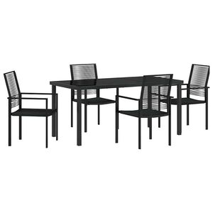 vidaXL Hage Spisegruppe 5 pcs Svart Pulverlakkert st&aring;l