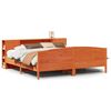 vidaXL Seng med bokhylle uten madrass voksbrun 200x200 cm heltre furu