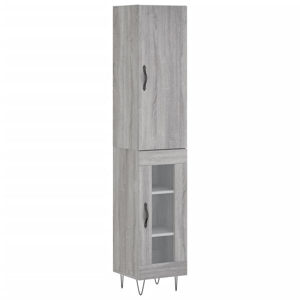 vidaXL Highboard gr&aring; sonoma 34,5x34x180 cm konstruert tre