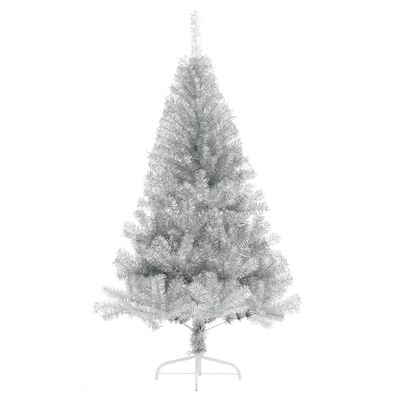 vidaXL Kunstig halvt juletre med stativ sølv 180 cm PET