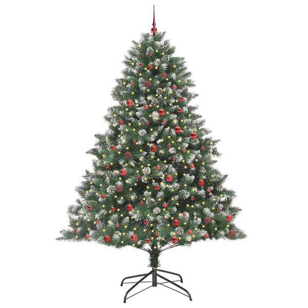 vidaXL Kunstig juletre med 300 LED gr&oslash;nn 240 cm PVC og plast og st&aring;l