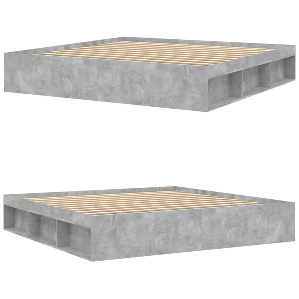 vidaXL Sengeramme betonggrå 200x200 cm