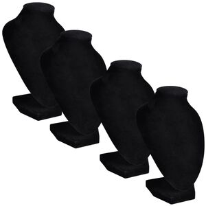 Flannell Smykkeholder Halskjede Bust Svart 9 x 8,5 x 15 cm 4 stk
