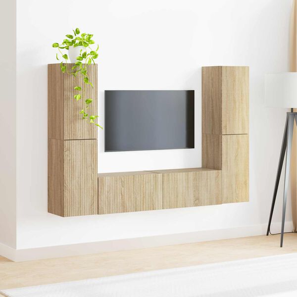 vidaXL TV-benksett 6 pcs Sonoma eik Konstruert tre