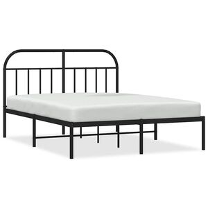 vidaXL Sengeramme i metall med hodegavl svart 135x190 cm