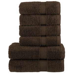 vidaXL Premium h&aring;ndklesett 6 deler SOLUND brun 600 g/m2