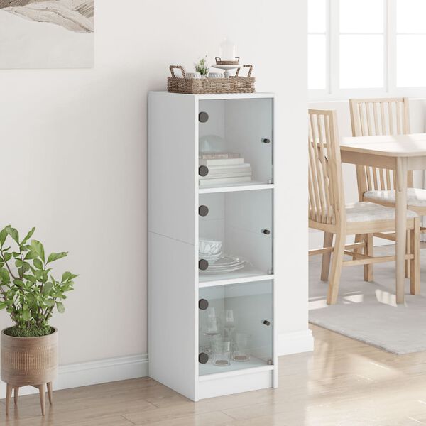 vidaXL Highboard med glassdører hvit 35x37x109 cm