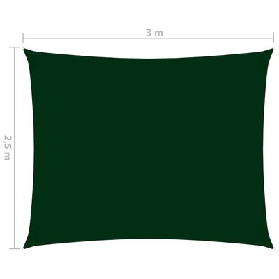 vidaXL Solseil oxfordstoff rektangulær 2,5x3 m mørkegrønn