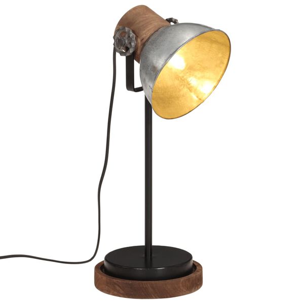 vidaXL Skrivebordslampe 25 W vintage s&oslash;lv 17x17x50 cm E27