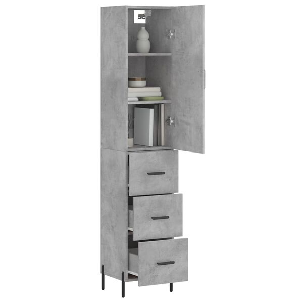 vidaXL Highboard betonggr&aring; 34,5x34x180 cm konstruert tre