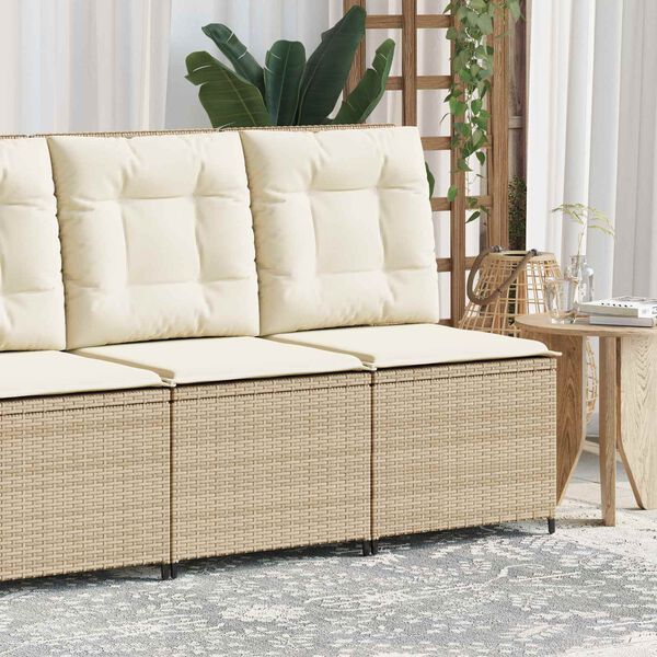 vidaXL Hagemøbelsofa med pute Beige Poly rattan