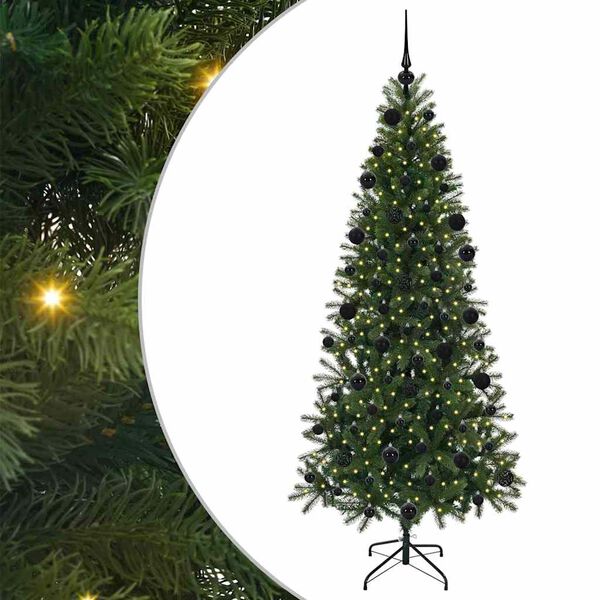 vidaXL Kunstig juletre med 300 LED med stativ gr&oslash;nn 210 cm PE og PVC