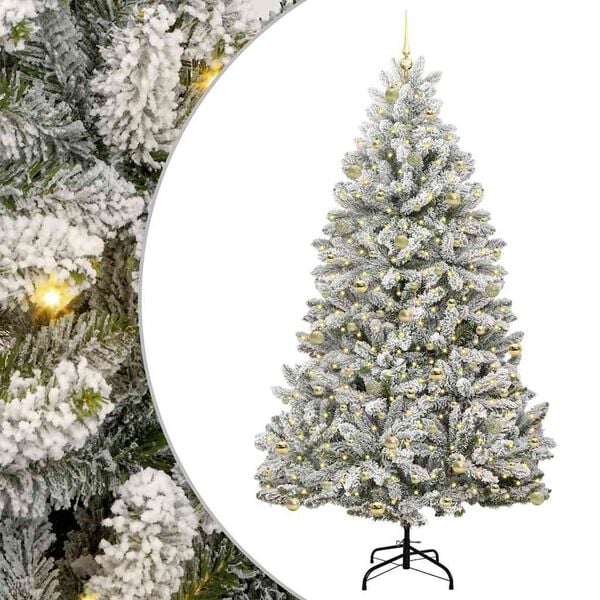 vidaXL Kunstig juletre med 300 LED Gr&oslash;nn og hvit 240 cm PVC og metall