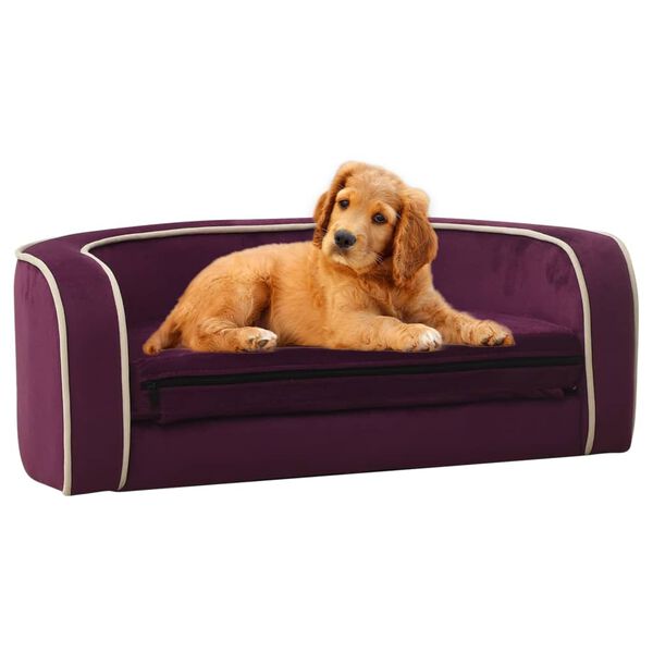 vidaXL Sammenleggbar hundesofa burgunder 73x67x26 cm plysj vaskbar pute