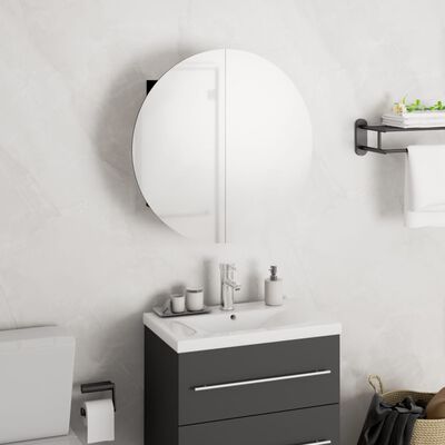 vidaXL Baderomsskap med rundt speil og LED svart 40x40x17,5 cm