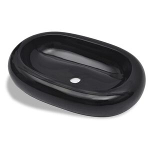 Keramisk oval baderomsservant, svart