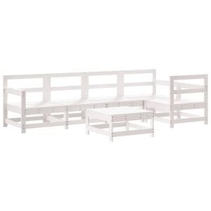 vidaXL Hagesofagruppe 6 deler hvit heltre furu
