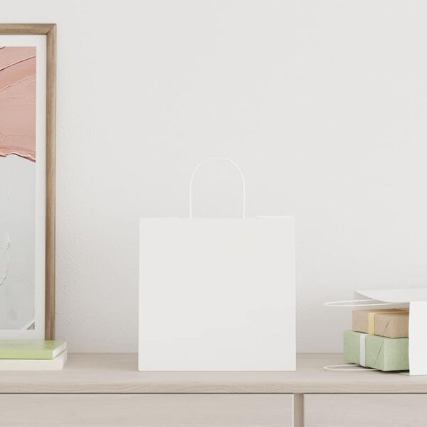 vidaXL Papirposer 250 stk med h&aring;ndtak hvit 26x17x25 cm