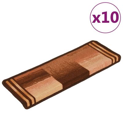 vidaXL Selvklebende trappematter 10 stk 65x25 cm brun