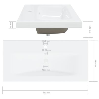 vidaXL Servantskap med innebygd vask hvit sponplate