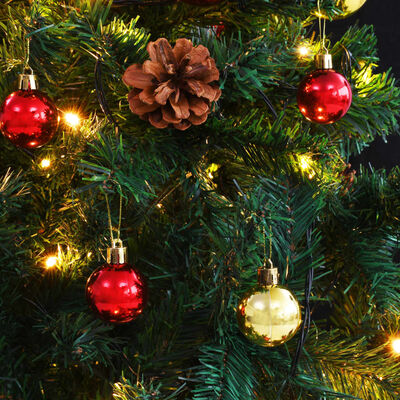 vidaXL Kunstig forhåndsbelyst juletre med kuler grønn 180 cm