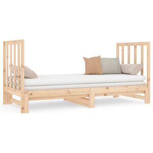 vidaXL Uttrekkbar dagseng 2x(90x190) cm heltre furu