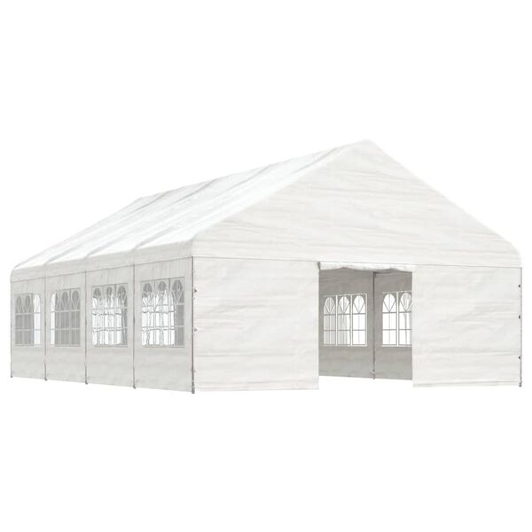 vidaXL Paviljong med tak hvit 8,92x5,88x3,75 m polyetylen