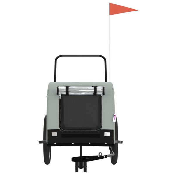 vidaXL Kjæledyrsykkelhenger grå og svart oxfordstoff og jern