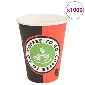 vidaXL Papir kaffekopper 1000 stk 12oz 300 ml r&oslash;d og svart
