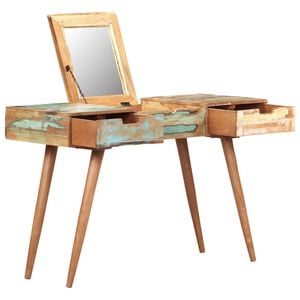 vidaXL Sminkebord med speil 112x45x76 cm gjenvunnet heltre