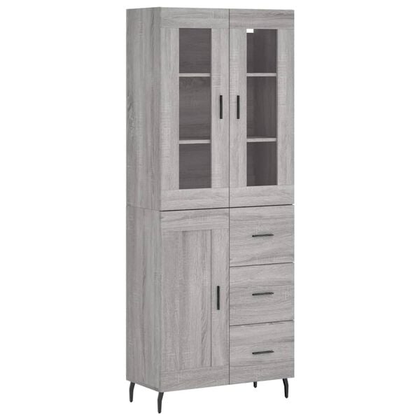 vidaXL Highboard gr&aring; sonoma 69,5x34x180 cm konstruert tre