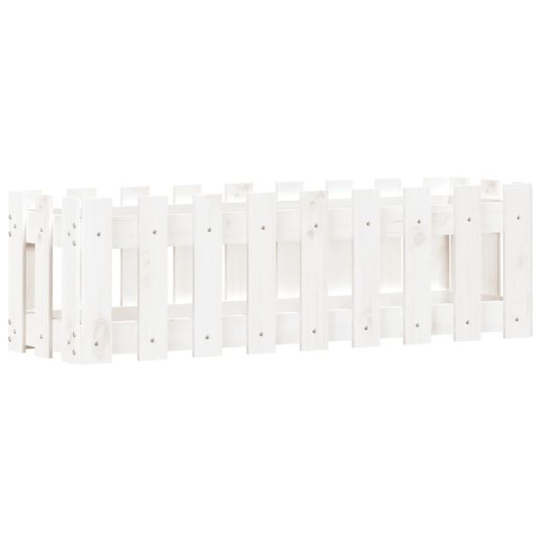vidaXL H&oslash;ybed med gjerdedesign hvit 100x30x30 cm heltre furu