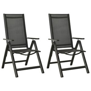 vidaXL Klappstoler 2 stk. textilene og aluminium svart
