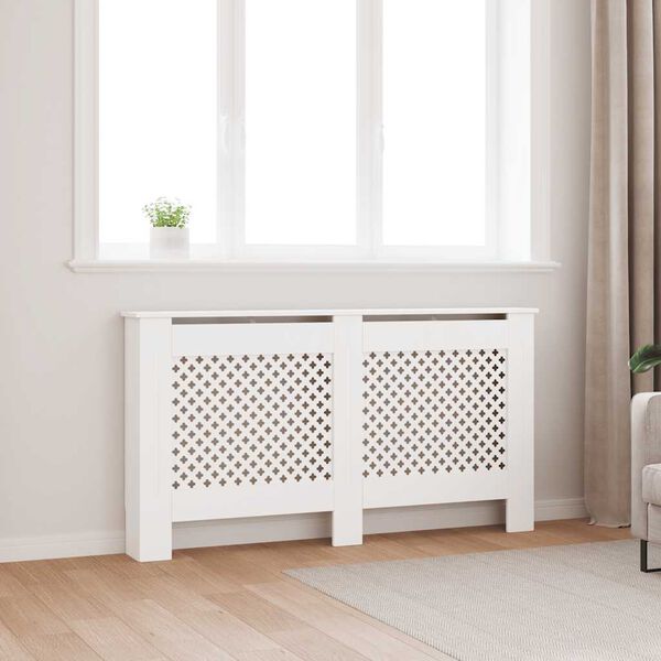 vidaXL Radiatordeksel hvit 152x19x81,5 cm MDF