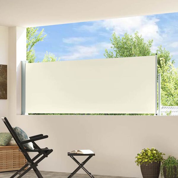vidaXL Uttrekkbar sidemarkise 100x300 cm kremhvit