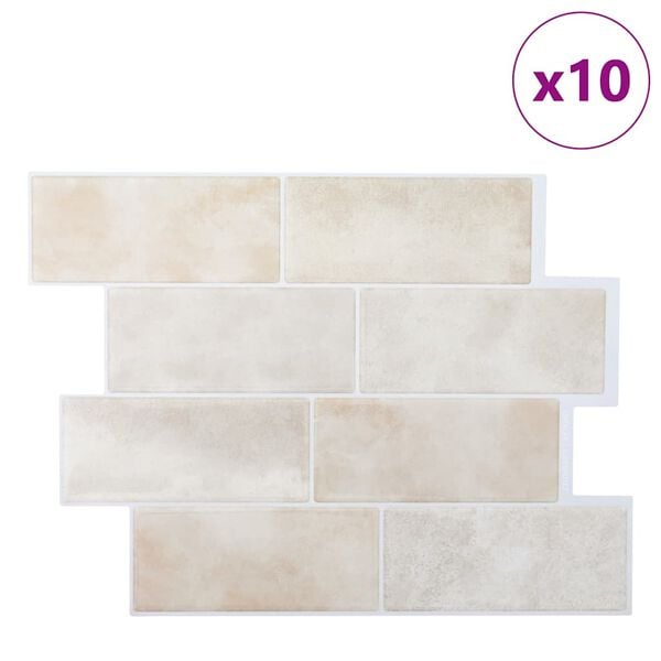 vidaXL Subway-flis 10 pcs Beige marmor 29.4 x 21.4 cm