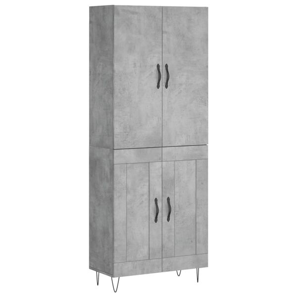 vidaXL Highboard betonggr&aring; 69,5x34x180 cm konstruert tre