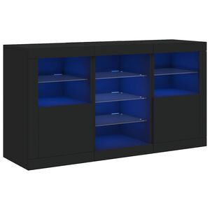 vidaXL Skjenk med LED-lys svart 123x37x67 cm