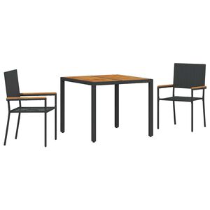 vidaXL Hage Spisegruppe 3 stk. Svart polyrotting