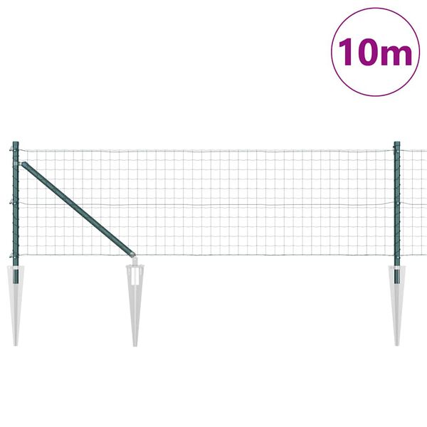 vidaXL Gjerde med stolpe grønn 0,6 x 10 m Stål og PVC