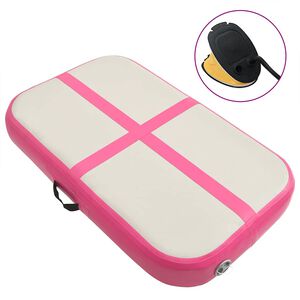 vidaXL Oppbl&aring;sbar gymnastikkmatte med pumpe 60x100x15 cm PVC rosa