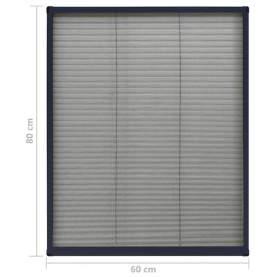 vidaXL Plissert insektskjerm for vindu aluminium antrasitt 60x80 cm