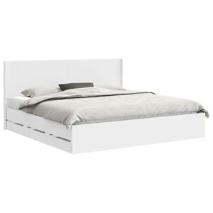 vidaXL Sengramme med oppbevaring og hodegavl Hvit 200 x 200 cm