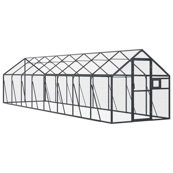 vidaXL Fuglehus antrasitt 1,79x8x1,85 m aluminium