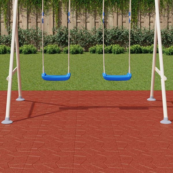 vidaXL Stepping Stone 6 pcs R&oslash;d 40,5 x 40,5 x 2 cm Gummi