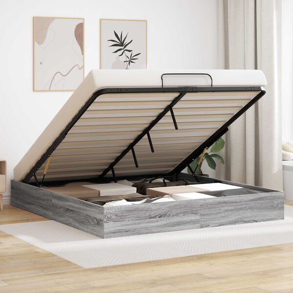 vidaXL Ottoman sengeramme Gr&aring; Sonoma 193 x 120 x 25 cm Sponplate