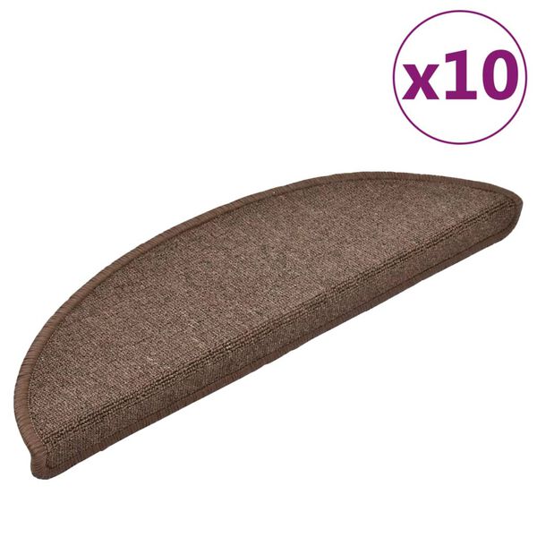 vidaXL Trappematter 10 stk 56x17x3 cm kaffebrune halvrund
