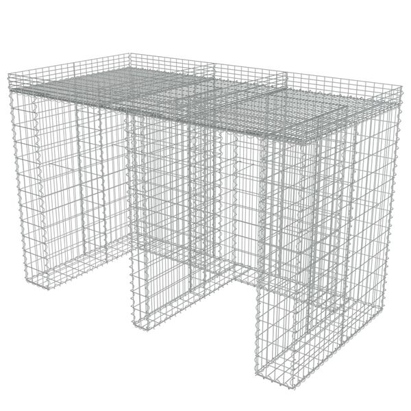 vidaXL Gabion for søppeldunkskur galvanisert stål 190x100x130 cm
